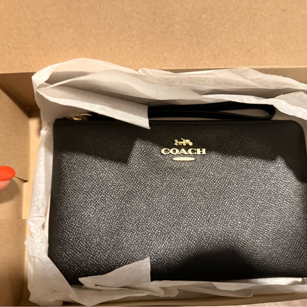 Coach Black Textured Wristlet